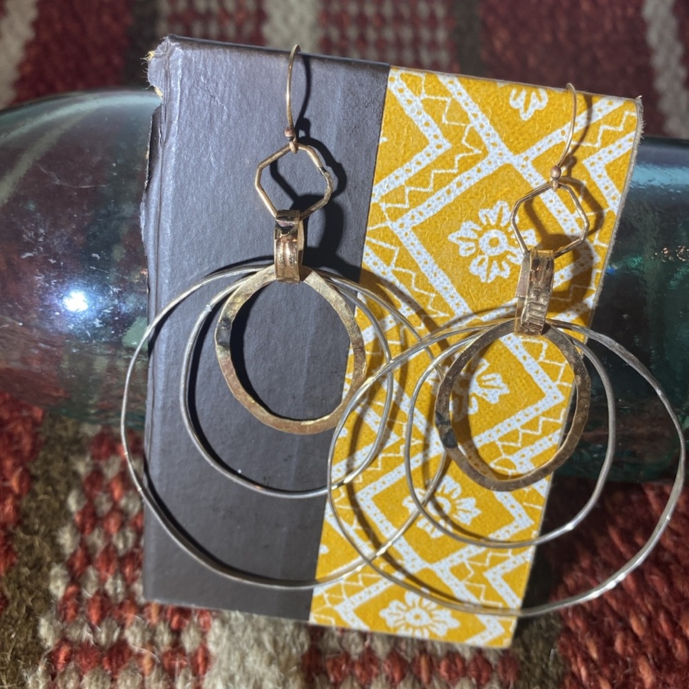 Handmade sterling silver and gold earrings